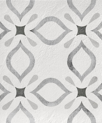Decorative tile with a geometric pattern on a light gray background