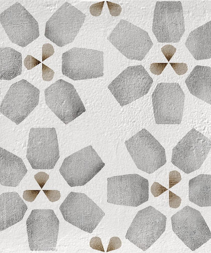 Geometric tile pattern with hexagonal shapes on a textured surface