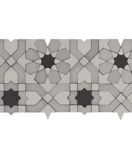 Alpana fes cloud mosaic stone tile. Decorative tile with geometric pattern on a white background