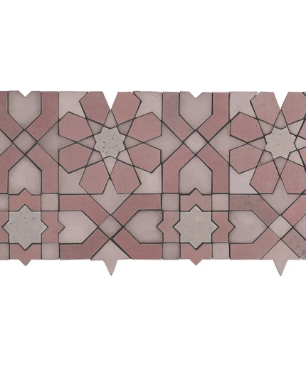 Alpana fes terra mosaic stone tile. Decorative tile with geometric pattern on a white background