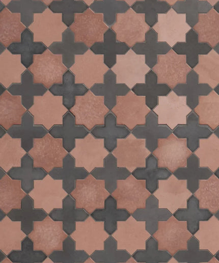 Alpana mara tiles single piece. Patterned tiles with a geometric design on a brown background
