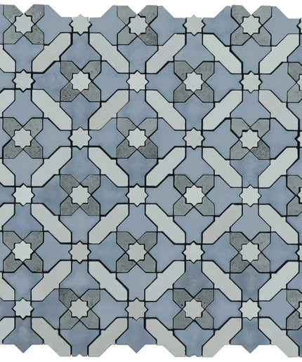 Alpana safi river mosaic stone tile. Mosaic pattern with blue and gray tiles