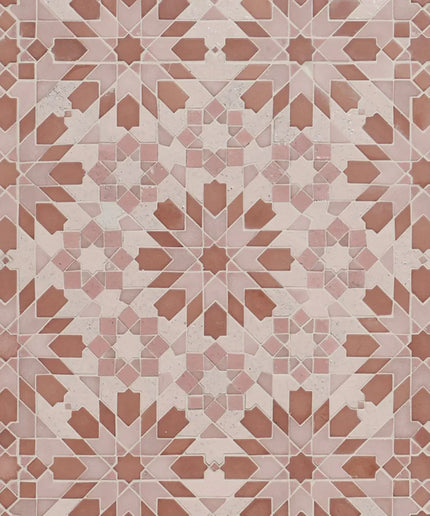 Geometric tile pattern with brown and beige colors