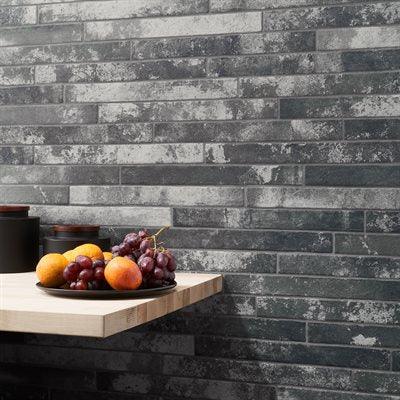 dark grey 2x18 wall tiles flat panel