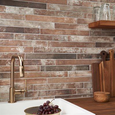 red 2x18 wall tiles flat panel
