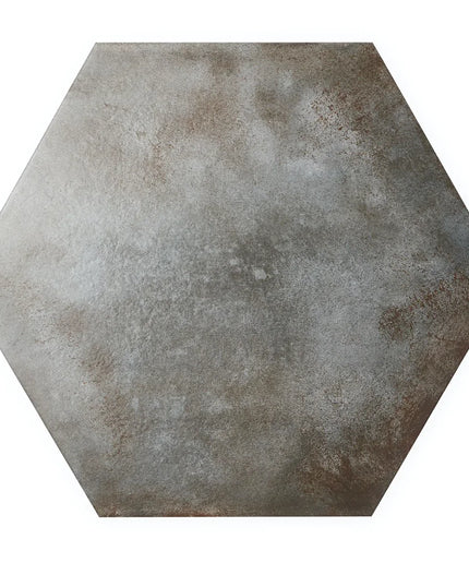 Hexagonal tile with a textured gray surface on a white background