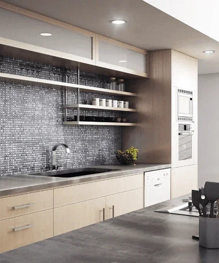 aura squares glass mosaic 1x1 aura silver