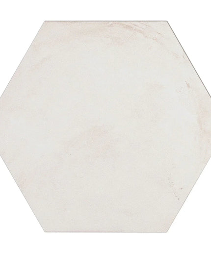 Hexagonal white marble tile on a white background