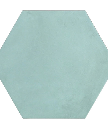 Hexagonal light blue tile on a white background