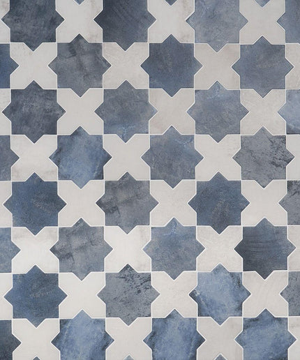 blue white  matte 6x6 star cross