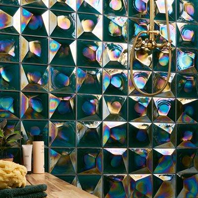 teal dimensional 6x6 glass tiles