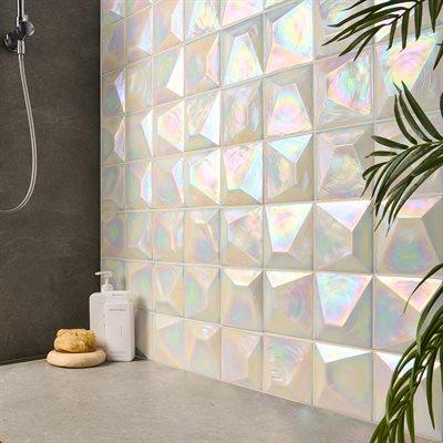 white dimensional 6x6 glass tile