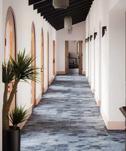 denim blue  matte 6x6 star cross tiles floor