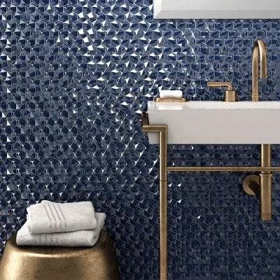 diamond hexagon glass mosaic 1 4x1 4