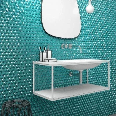 diamond hexagon glass mosaic 1 4x1 4