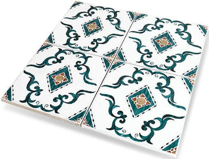 Decorative tiles with a geometric pattern on a white background