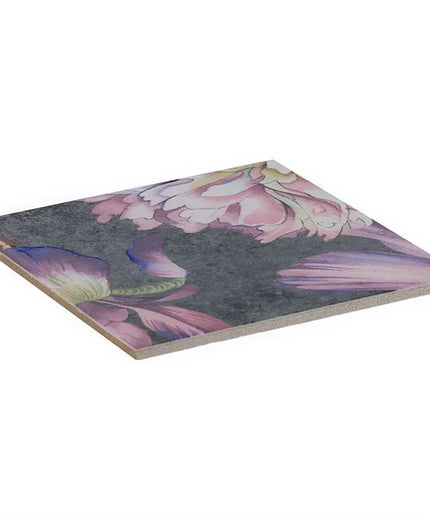 Floral-patterned tile on a white background