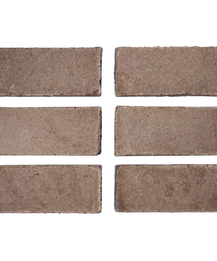 Set of six rectangular brown tiles on a white background