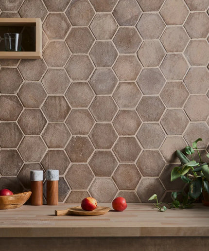 Terracotta Clay Presealed Hexagon Tile Matte 4"