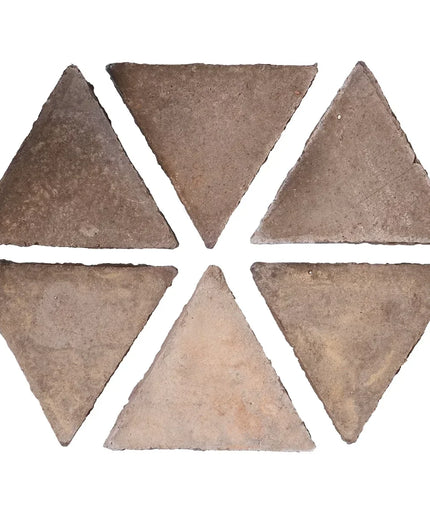 Six triangular tiles arranged in a hexagonal pattern on a white background