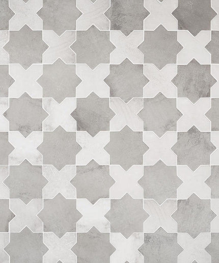 grey white matte 6x6 star cross tiles