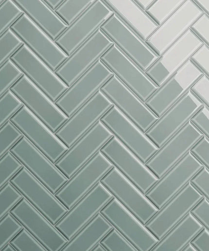 green 4x12 herringbone subway tile