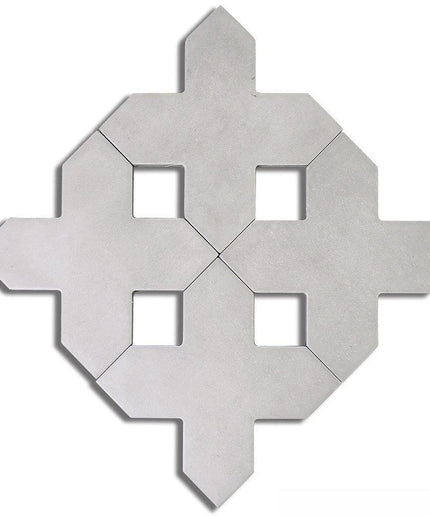 Decorative metal tile with geometric pattern on a white background