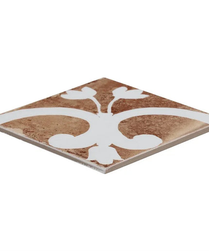 Decorative tile with floral pattern on a white background