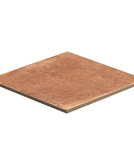 Square ceramic tile with a brownish-red color on a white background