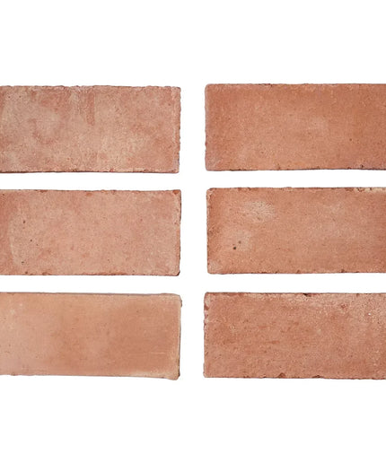 Set of six rectangular terracotta tiles on a white background