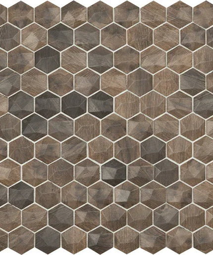 wood hexagon glass mosaic 1 4x1 4 royal dark woods hexagon