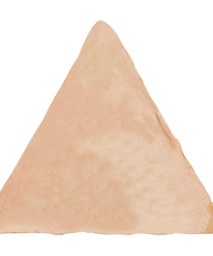 Triangular beige cushion on a white background