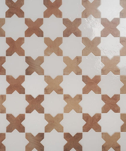 star and cross tile 6x6 white cotto