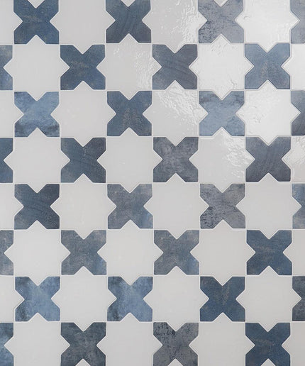 star and cross tile 6x6 white denim