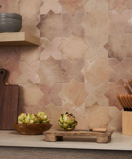 terracotta matte 6x6 star cross