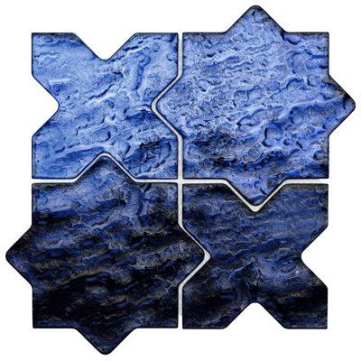 Star Cross Glass Tile 8x8 blue