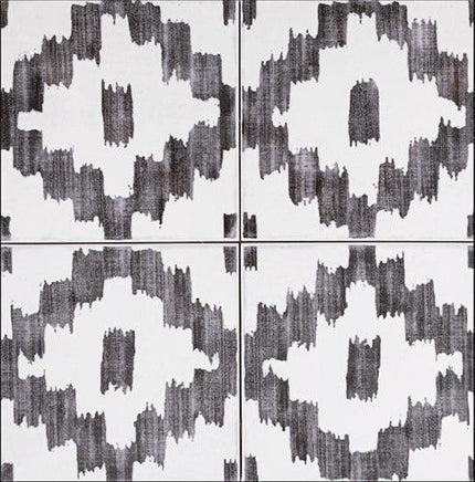 Four tiles with a black and white abstract pattern