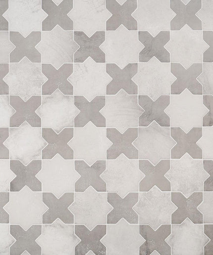 white grey matte 6x6 star cross tiles