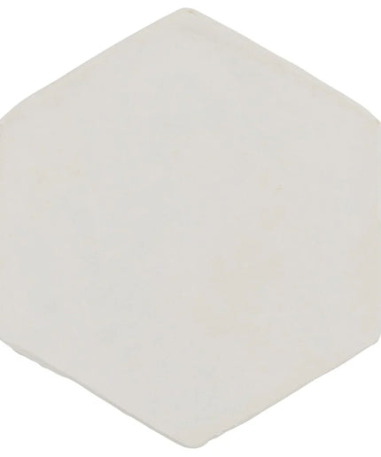 Hexagonal white tile on a white background