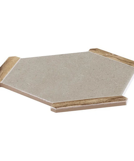 Hexagonal pet ramp with wooden edges on a white background