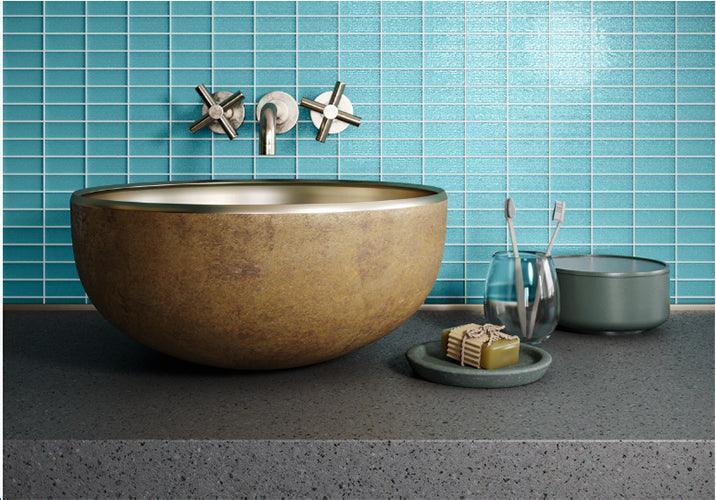 Island Stone cascade collection tiles for kitchen backsplash and bathroom showers.
