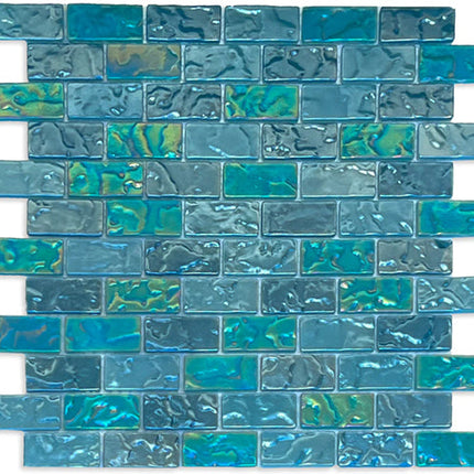 1x2 tiles offset glass mosaic brickset tile.