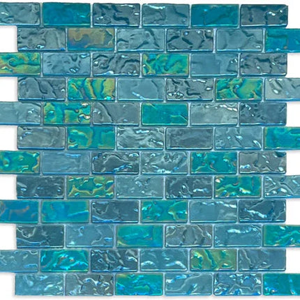 1x2 tiles offset glass mosaic brickset tile.