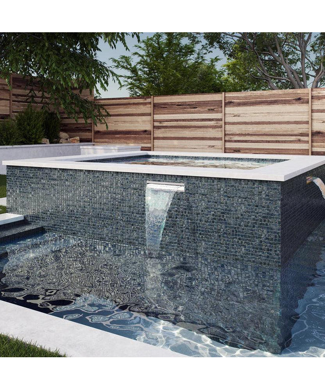 straight set lava glass 1x1 pool tile ash