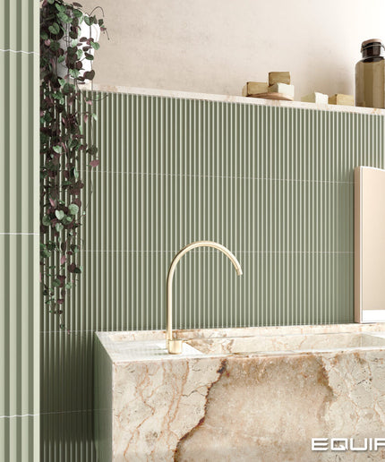 tansy green ribbed 2x8 tile