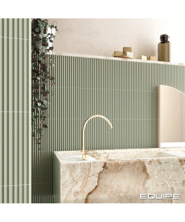tansy green ribbed 2x8 tile