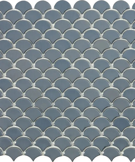 fish scales glass mosaic tile 1 1x1 4 Fish Scales Brushed Black