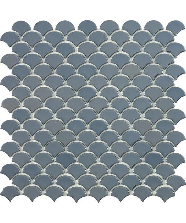 fish scales glass mosaic tile 1 1x1 4 Fish Scales Brushed Black