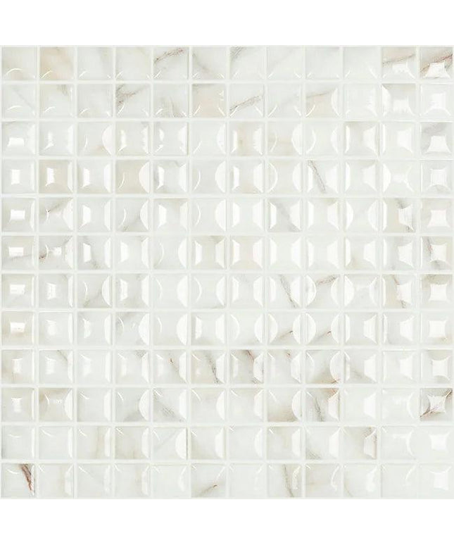 marble calacatta squares glass mosaic 1x1 Marble Carrera Grey