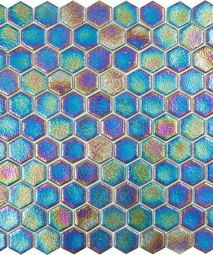 shell hexagon glass mosaic 1x1 